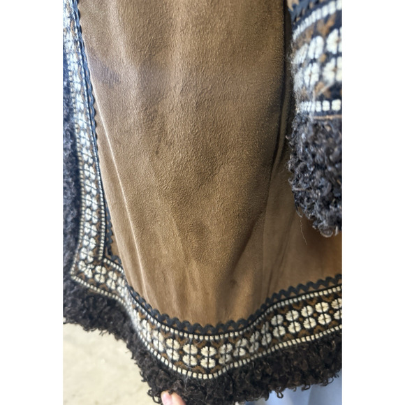 Vintage 70s Leather Penny‎ Lane Coat Embroidered Size S Hippie Boho Dan Di Modes - Picture 8 of 16